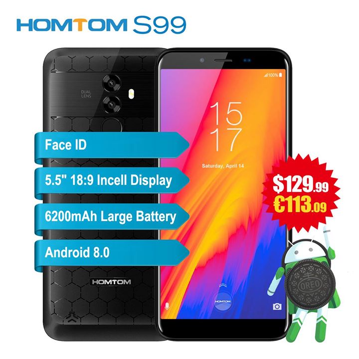 🔥🔥🔥 Homtom S99  Only $129.99 /  €113.09              